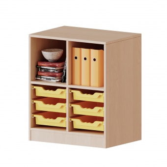 ErgoTray Regal, 2reihig, 2 OH, oben 2 Fächer unten 6 flache Boxen, B/H/T 70,3x82x50cm 